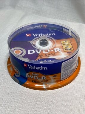 Verbatim Color DVD-R 25 Pack 4.7GB 16X Blank Recordable Discs Sealed NEW